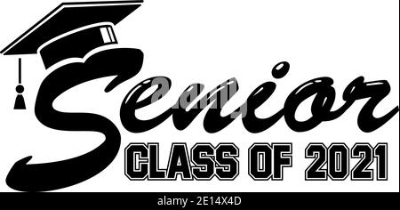 Lettering Klasse von 2021 für Grußansage, Einladungskarte. Logo Graduierung Design, Gratulation Veranstaltung, T-Shirt, Party, High School oder College-Absolvent. Stock Vektor