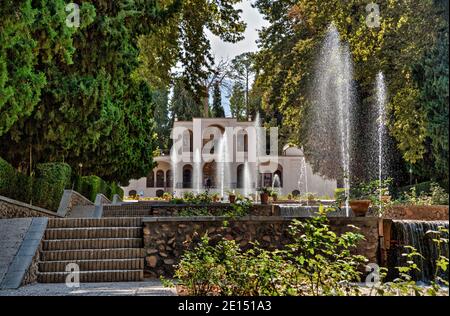 Wohnpavillon, Shazdeh Garten, Mahan, Kerman Provinz, Iran. UNESCO-Weltkulturerbe. Stockfoto