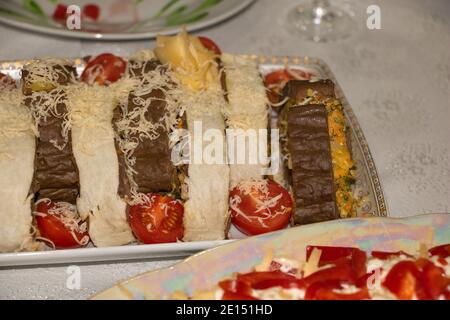 Hering unter einem Pelzmantel Salat, Urlaubskonzept. Stockfoto