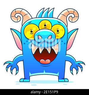 Blue Monster Cartoon Vektor Skizze Stock Illustration auf EINEM Hintergrund. Für Design, Dekoration Stock Vektor