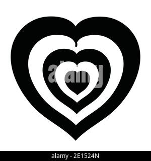 Herz in Herz schwarz und weiß Illustration Doodle Stil valentines Tag, Hand gezeichnet Vektor Stock Vektor