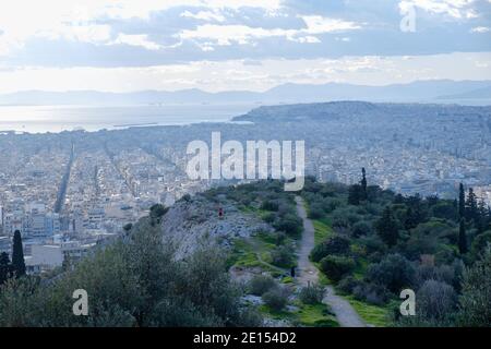 Athen - Dezember 2019: Blick auf die Stadt Stockfoto