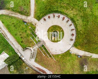 Geometrien von Natur und Mensch. Blick von oben. Stockfoto