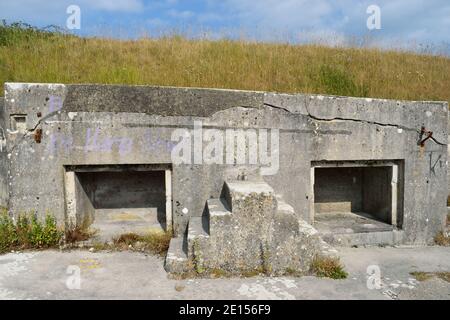 Blick auf Verne High Angle Battery auf der Isle of Portland in Dorset, England Stockfoto