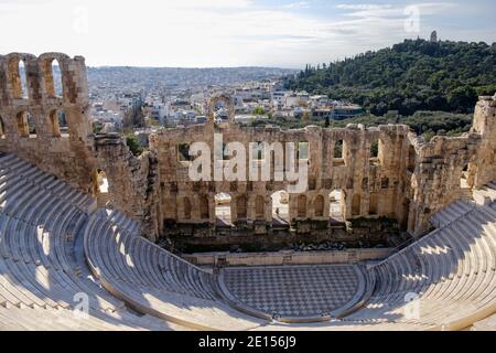 Athen - Dezember 2019: Ansicht des Theaters von Dionysos Stockfoto