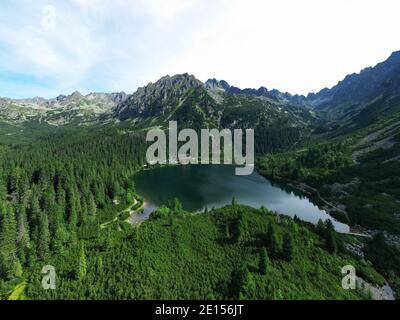 Luftaufnahme von Popradske pleso in der Tatra, Slowakei Stockfoto