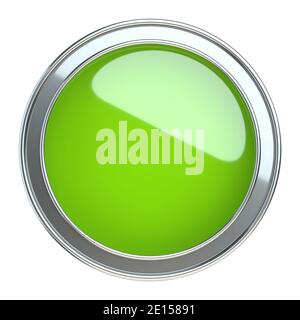 Geöffnete MetallDose mit grüner Farbe. 3d-Illustration isoliert auf weißem Hintergrund. Stockfoto