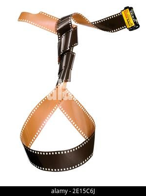 Kodak Goldfilm in Form einer Schlinge auf einem fotografiert Weißer Hintergrund Stockfoto