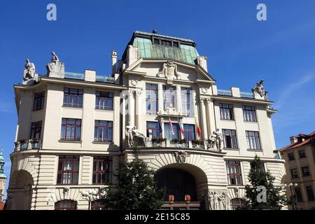 Prager Jugendstil Gebäude Neues Rathaus in der Altstadt Prag Tschechische Republik Stockfoto