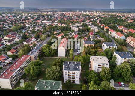 Blockhäuser in Zalaegerszeg kertvaros ungarn Stockfoto