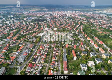 Blockhäuser in Zalaegerszeg kertvaros ungarn Stockfoto