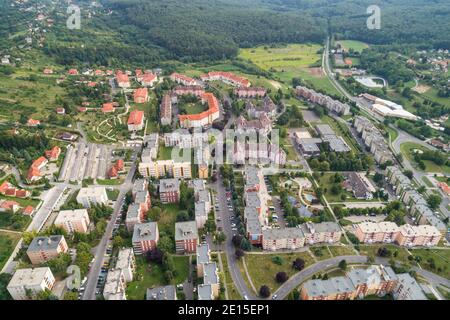 Blockhäuser in Zalaegerszeg kertvaros ungarn Stockfoto