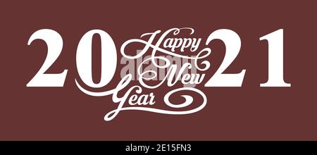 Frohes neues Jahr 2021 kalligraphische Text-Design. Vektorgrafik. Stock Vektor