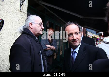 Der französische Sozialist Francois Hollande, der am 1. April 2011 zum ersten Mal in Boulogne-sur-Mer, Nordfrankreich, als Kandidat für die Vorwahlen der Sozialistischen Partei Frankreichs kandidierte. Foto von Sylvain Lefevre/ABACAPRESS.COM Stockfoto