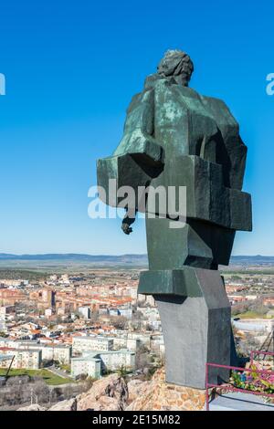 Statue Hommage an die Kohlebergarbeiter in Puertollano, Ciudad Real, Spanien Stockfoto