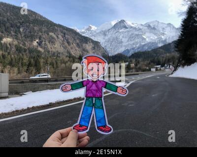 Flat Stanley reist nach CERN Genf Schweiz Stockfoto