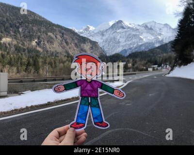 Flat Stanley reist nach CERN Genf Schweiz Stockfoto