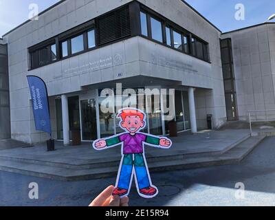 Flat Stanley reist nach CERN Genf Schweiz Stockfoto