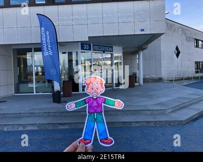 Flat Stanley reist nach CERN Genf Schweiz Stockfoto