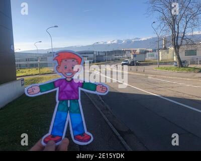 Flat Stanley reist nach CERN Genf Schweiz Stockfoto