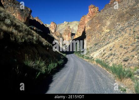 Leslie Gulch Road, Leslie Gulch Area of Critical Environmental Concern, Vale District Bureau of Land Management, Oregon Stockfoto