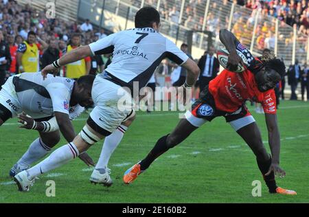 Paul Sackey beim Top 14 Rugby Spiel, SRC Toulon gegen Stade Toulousain, im Veledrome Stadium, Marseille, Frankreich, am 16. April 2011. Toulon gewann 21:9. Foto von Christian Liewig/ABACAPRESS.COM Stockfoto