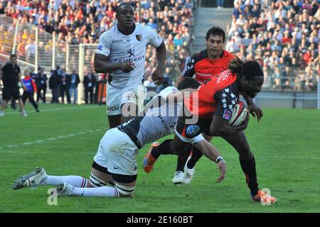 Paul Sackey beim Top 14 Rugby Spiel, SRC Toulon gegen Stade Toulousain, im Veledrome Stadium, Marseille, Frankreich, am 16. April 2011. Toulon gewann 21:9. Foto von Christian Liewig/ABACAPRESS.COM Stockfoto