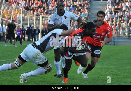 Paul Sackey beim Top 14 Rugby Spiel, SRC Toulon gegen Stade Toulousain, im Veledrome Stadium, Marseille, Frankreich, am 16. April 2011. Toulon gewann 21:9. Foto von Christian Liewig/ABACAPRESS.COM Stockfoto