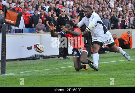 Paul Sackey beim Top 14 Rugby Spiel, SRC Toulon gegen Stade Toulousain, im Veledrome Stadium, Marseille, Frankreich, am 16. April 2011. Toulon gewann 21:9. Foto von Christian Liewig/ABACAPRESS.COM Stockfoto