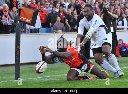 Paul Sackey beim Top 14 Rugby Spiel, SRC Toulon gegen Stade Toulousain, im Veledrome Stadium, Marseille, Frankreich, am 16. April 2011. Toulon gewann 21:9. Foto von Christian Liewig/ABACAPRESS.COM Stockfoto