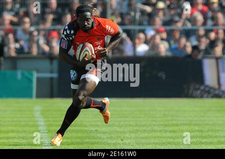 Toulons Paul Sackey beim französischen Top 14 Rugby Spiel, RC Toulon gegen Stade Toulousain, am 16 2,011. April im Veledrome Stadium in Marseille, Frankreich. Toulon gewann 21:9. Foto von Christian Liewig/ABACAPRESS.COM Stockfoto