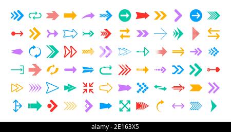 Pfeile große schwarze Set-Symbole. Pfeilsymbol. Pfeile für Web-Design, mobile Apps, Schnittstelle und vieles mehr. Vektorgrafik. Stock Vektor