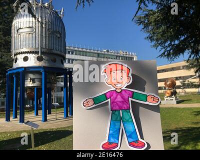 Flat Stanley reist nach CERN Genf Schweiz Stockfoto