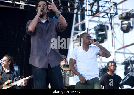 NAS und Damian Marley treten am 17. April 2011 beim Coachella Valley Music & Arts Festival 2011 im Empire Polo Club in Indio, CA, USA auf. Foto von Tiger/ABACAPRESS.COM Stockfoto