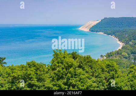 Lake Michigan Blick von den Hügeln Stockfoto