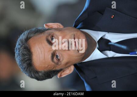 Der französische Präsident Nicolas Sarkozy ist bei einem Treffen über das Gesundheitssystem am 5. Mai 2011 in Fontainebleau zu Besuch. Foto von Thierry Orban/ABACAPRESS.COM Stockfoto