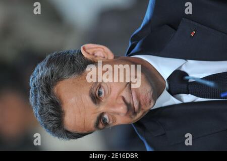 Der französische Präsident Nicolas Sarkozy ist bei einem Treffen über das Gesundheitssystem am 5. Mai 2011 in Fontainebleau zu Besuch. Foto von Thierry Orban/ABACAPRESS.COM Stockfoto