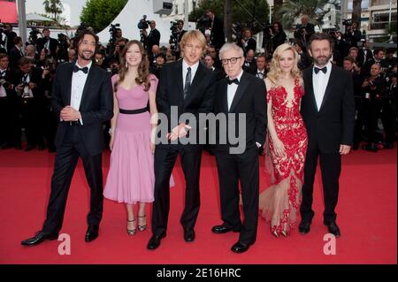 Woody Allen, Rachel Mcadams, Lea Seydoux, Owen Wilson, Michael Sheen und Adrien Brody kommen zur Eröffnungsfeier der 64. Internationalen Filmfestspiele von Cannes und zur Vorführung von Woody Allens neuestem Film "Midnight in Paris", der am 11. Mai 2011 außer Konkurrenz in Cannes, Frankreich, gezeigt wurde. Foto von Nicolas Genin/ABACAPRESS.COM Stockfoto