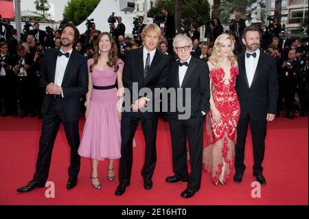 Woody Allen, Rachel Mcadams, Lea Seydoux, Owen Wilson, Michael Sheen und Adrien Brody kommen zur Eröffnungsfeier der 64. Internationalen Filmfestspiele von Cannes und zur Vorführung von Woody Allens neuestem Film "Midnight in Paris", der am 11. Mai 2011 außer Konkurrenz in Cannes, Frankreich, gezeigt wurde. Foto von Nicolas Genin/ABACAPRESS.COM Stockfoto