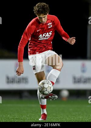 WIJDEWORMER, NIEDERLANDE - 4. JANUAR: Maxim Gullit von Jong AZ. Während des niederländischen Keukenkampioendivisie-Spiels zwischen AZ U23 und Roda JC im Sportpark Kl Stockfoto