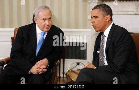 Präsident Barack Obama trifft sich mit Premierminister Netanjahu von Israel im Oval Office des Weißen Hauses in Washington, DC, USA Mai 20 2011. Foto von Olivier Douliery/ABACAPRESS.COM Stockfoto