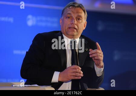 Der ungarische Ministerpräsident Victor Orban nimmt am 25. Mai 2011 am Sitz der OECD in Paris, Frankreich, am 50. Jahrestag der OECD Teil. Foto von Nicolas Gouhier/ABACAPRESS.COM Stockfoto