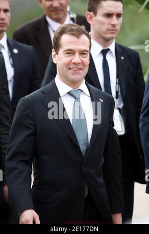 Der russische Präsident Dmitri Medwedew trifft am 27. Mai 2011 während des G8-Gipfels in Deauville, Westfrankreich, ein. Foto von Ludovic/Pool/ABACAPRESS.COM Stockfoto