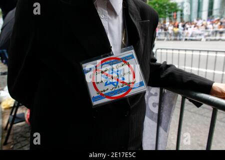 Antizionistische Juden protestierten während der Celebrate Israel Parade gegen die israelische Nation. Die Celebrate Israel Parade fand am 5. Juni 2011 entlang der Fifth Avenue in Manhattan, New York City statt. Foto von Michael IP/ABACAPRESS.COM Stockfoto