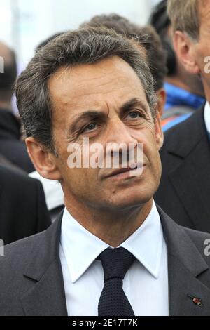 Der französische Präsident Nicolas Sarkozy eröffnet am 20. Juni 2011 die 49. Internationale Paris Air Show in Le Bourget, in der Nähe von Paris. Foto von Laurent Chamussy/Pool/ABACAPRESS.COM Stockfoto