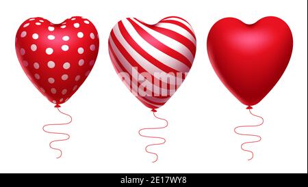 Herz valentine Element Vektor-Set. Rot und weiß Herz Luftballons Element isoliert in weißem Hintergrund für valentines Ballon Herzen Dekoration. Stock Vektor