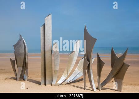 Vierville Sur Mer Normandie 6. Mai 2013 : 'Les Braves' Omaha Beach Denkmal in der Normandie, Frankreich, zum Gedenken an die D-Day Landungen vom 6. Juni 1944 Stockfoto