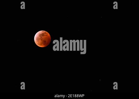 Super Blood Wolf Moon Eclipse, Indiana, 2019 Stockfoto