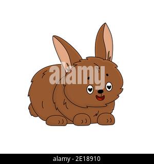 Brown Cartoon niedlichen Kaninchen sitzt, Tier ist mit Liebe auf jemanden suchen Stock Vektor