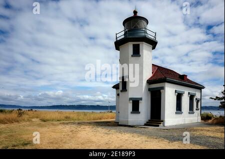 Der Leuchtturm am Point Robinson auf Maury Island, WA Stockfoto